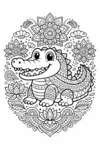 tegning af krokodille i mandala mønster – mandala coloring