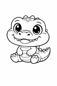 tegning af chibi krokodille med stort hoved – chibi