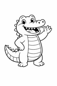 tegning af glad krokodille vinker hej – simple cartoon