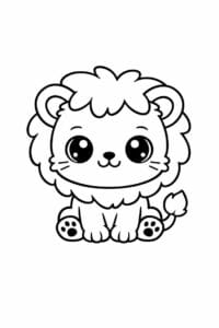 tegning af løveunge med store runde øjne – kawaii