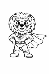 tegning af løve med superheltekappe – superhero cartoon