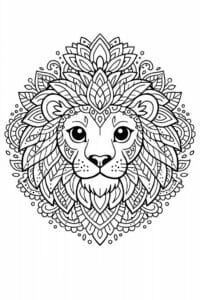 tegning af løve i mandala mønster – mandala coloring