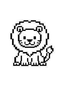 tegning af løve i pixeleret stil – pixel art