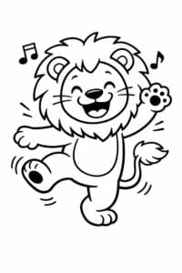 tegning af løve danser glad – playful cartoon
