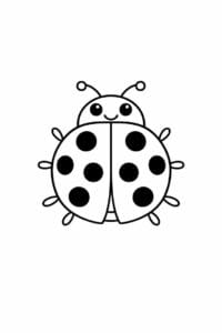 tegning af mariehøne i enkel stregtegning – simple line art
