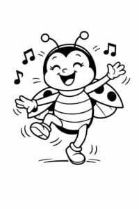 tegning af mariehøne danser glad – playful cartoon