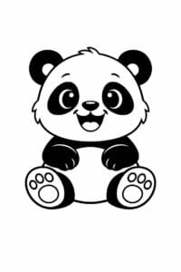 tegning af sød panda med stort smil – cute cartoon