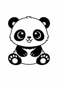 tegning af baby panda med runde øjne – kawaii