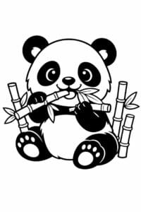 tegning af panda spiser bambus – playful cartoon