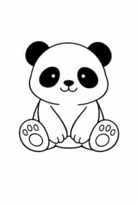 tegning af panda i enkel stregtegning – simple line art