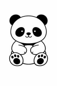 tegning af panda lavet af runde former – soft shapes