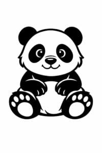 tegning af panda i kraftige sorte streger – bold outline