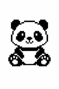 tegning af panda i pixeleret stil – pixel art