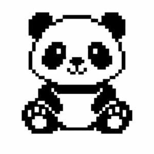 tegning af panda i pixeleret stil - pixel art