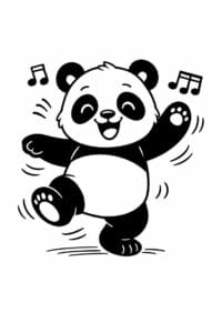 tegning af panda danser glad – playful cartoon
