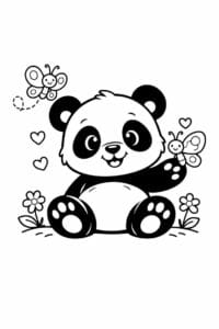 tegning af panda og sommerfugl venner – friendly cartoon