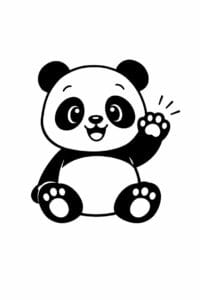 tegning af glad panda vinker hej – simple cartoon