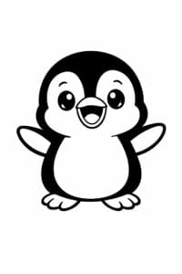 tegning af sød pingvin med stort smil – cute cartoon
