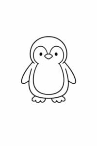 tegning af pingvin i enkel stregtegning – simple line art