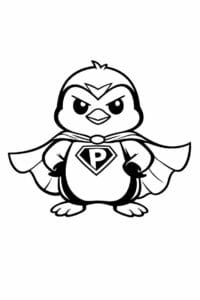 tegning af pingvin med superheltekappe – superhero cartoon