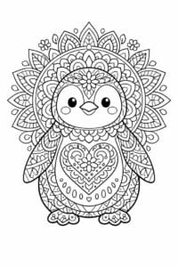 tegning af pingvin i mandala mønster – mandala coloring