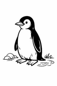 tegning af pingvin i vintage børnebogsstil – vintage illustration