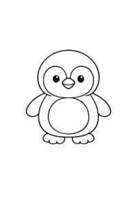 tegning af pingvin lavet af runde former – soft shapes