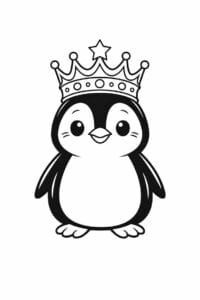 tegning af pingvin med krone – fairy tale