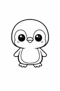 tegning af chibi pingvin med stort hoved – chibi