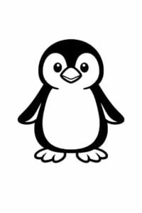 tegning af pingvin i kraftige sorte streger – bold outline