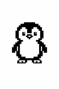 tegning af pingvin i pixeleret stil – pixel art