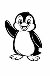 tegning af pingvin i klassisk tegneseriestil – classic cartoon