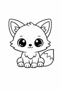 tegning af ræveunge med store runde øjne – kawaii