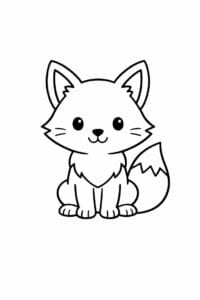 tegning af ræv i enkel stregtegning – simple line art