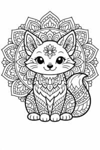 tegning af ræv i mandala mønster – mandala coloring