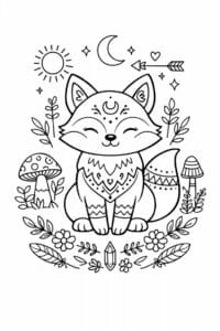tegning af ræv i boho skovstil – boho illustration