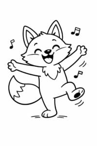 tegning af ræv danser glad – playful cartoon