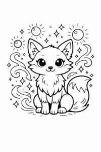 tegning af ræv med magisk glød – whimsical fantasy