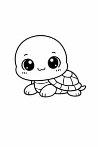 tegning af baby skildpadde med runde øjne – kawaii