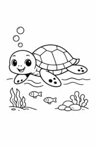 tegning af skildpadde svømmer roligt – playful cartoon