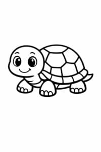 tegning af skildpadde i kraftige sorte streger – bold outline