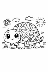 tegning af skildpadde i doodle-tegning – doodle art