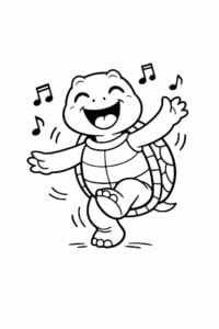 tegning af skildpadde danser glad – playful cartoon
