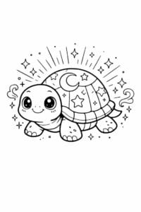 tegning af skildpadde med magisk glød – whimsical fantasy