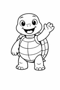 tegning af glad skildpadde vinker hej – simple cartoon