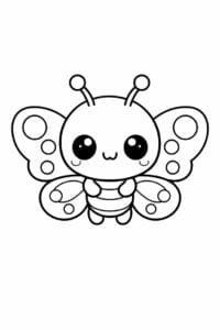 tegning af baby sommerfugl med runde øjne – kawaii