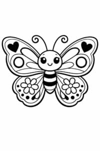 tegning af sommerfugl med store mønstrede vinger – decorative cartoon