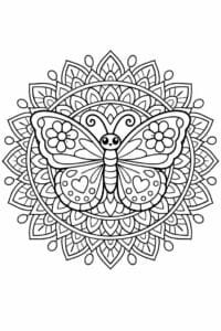 tegning af sommerfugl i mandala mønster – mandala coloring