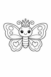 tegning af sommerfugl med krone – fairy tale
