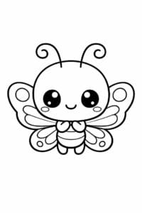tegning af chibi sommerfugl med stort hoved – chibi